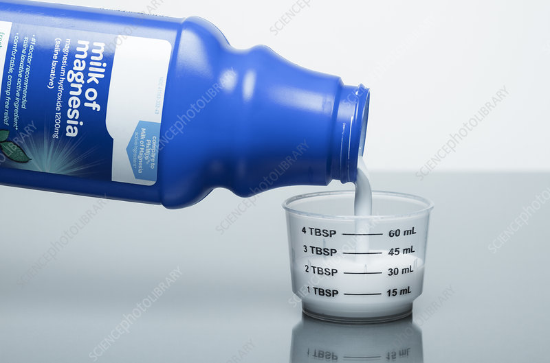 Pouring milk of magnesia
