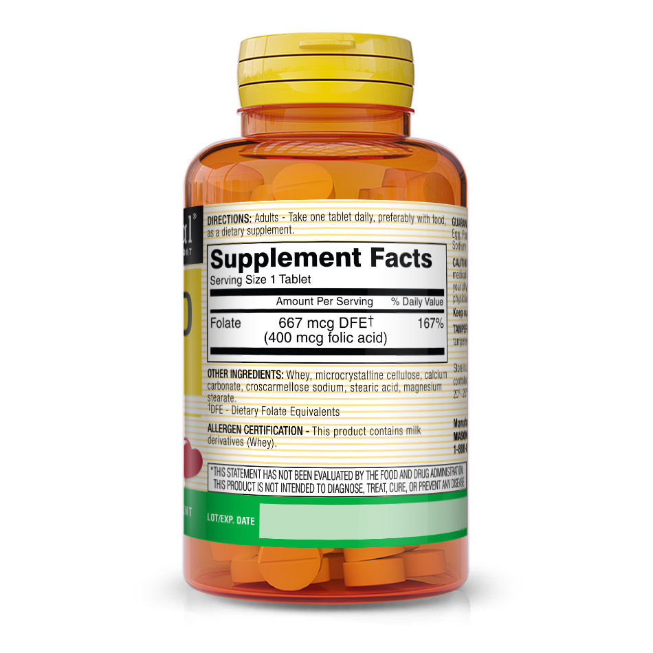 Mason Natural Folic Acid 400mcg